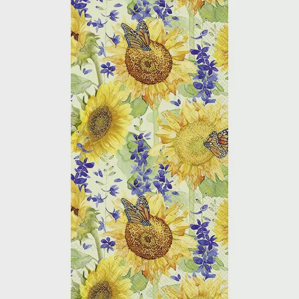 Sunflower & Larkspur Green Guest Napkin