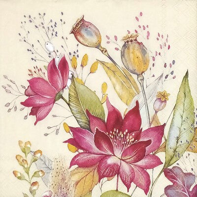 Autumn Meadow Cream Cocktail Napkin