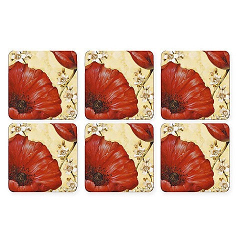 Pimpernel - Poppy de Villeneuve 4x4" s/6 Coasters - Britannia Kitchen & Home Calgary