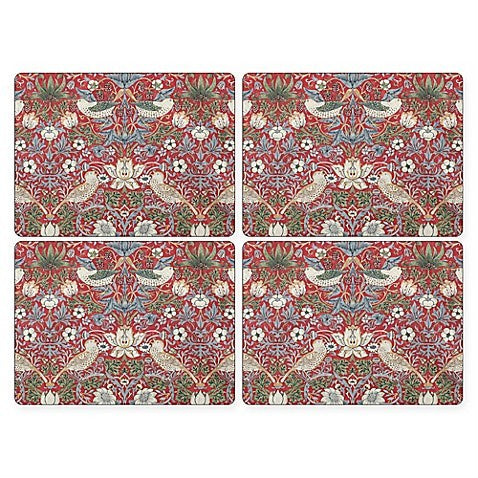 Pimpernel - Strawberry Thief Red 16x12" s/4 Mats - Britannia Kitchen & Home Calgary