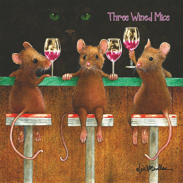 Cocktail Paper Napkins - Soft 3-Ply, Pack of 20 -Three Wined Mice