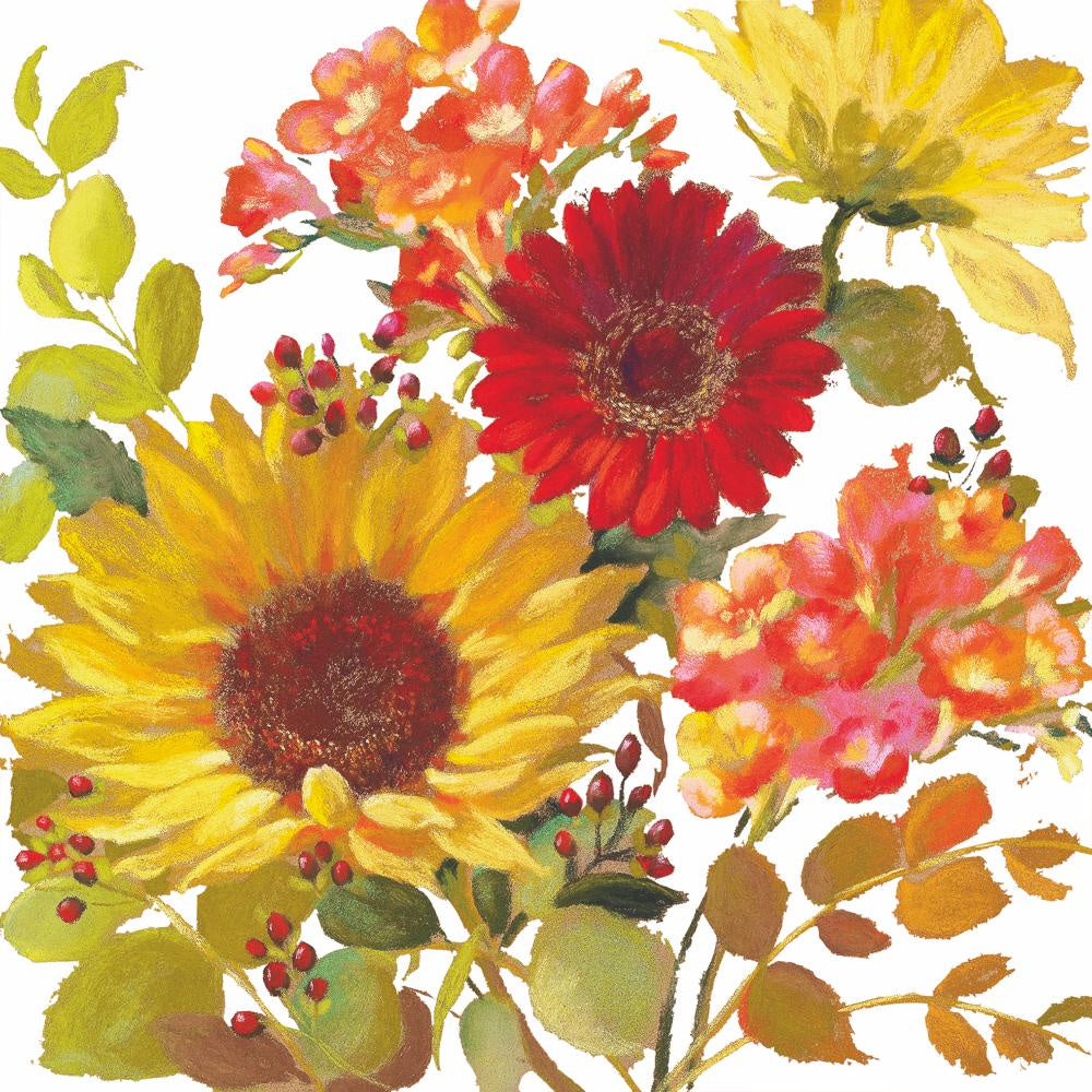 Ambiente Cocktail Paper Napkins — Soft 3-Ply, Pack of 20 – Sunny Flowers cream