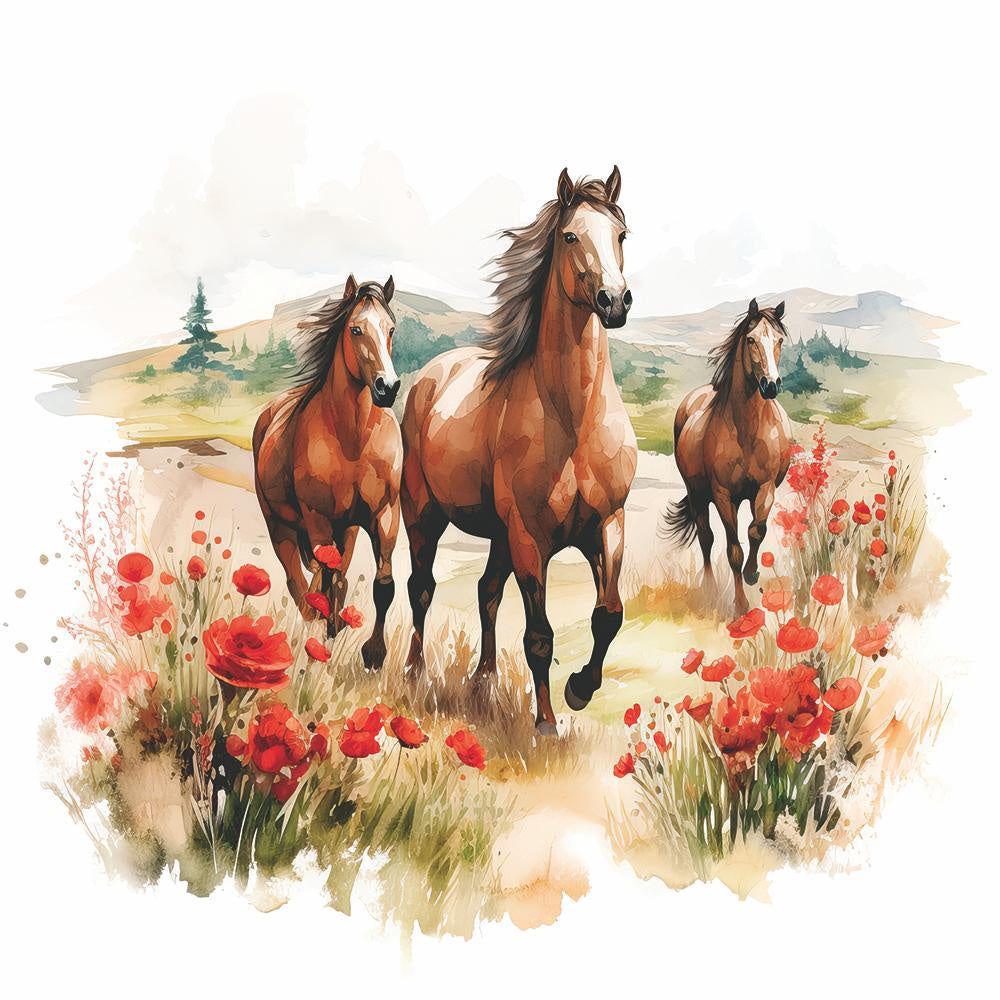 Trotting Horses Cocktail Napkin