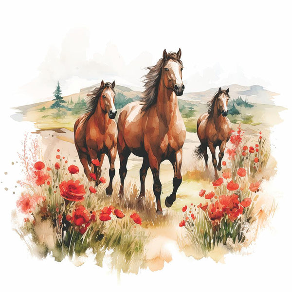 Trotting Horses Cocktail Napkin