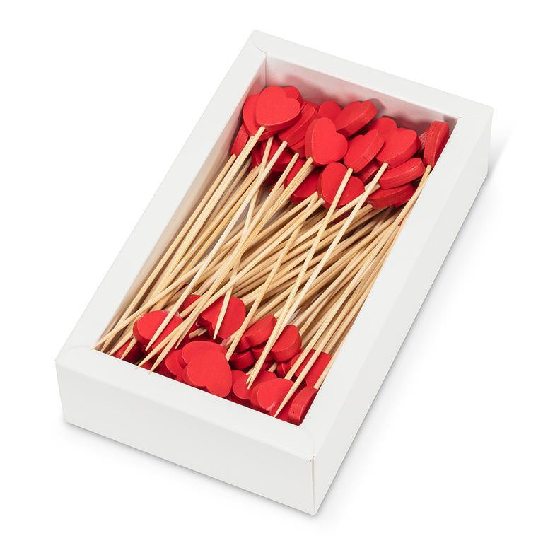 Heart Wooden Cocktail Picks - 100