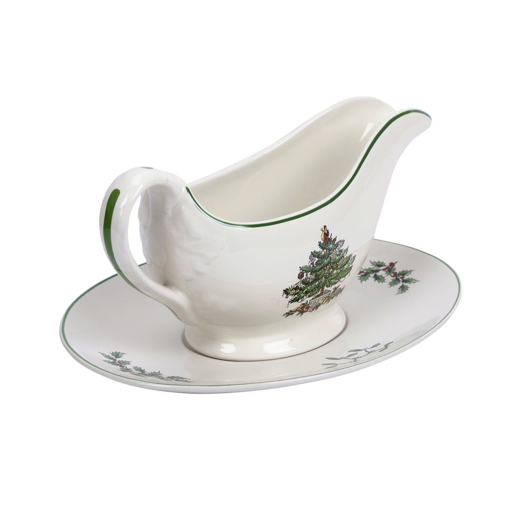 Spode Christmas Tree Gravy Boat & Stand