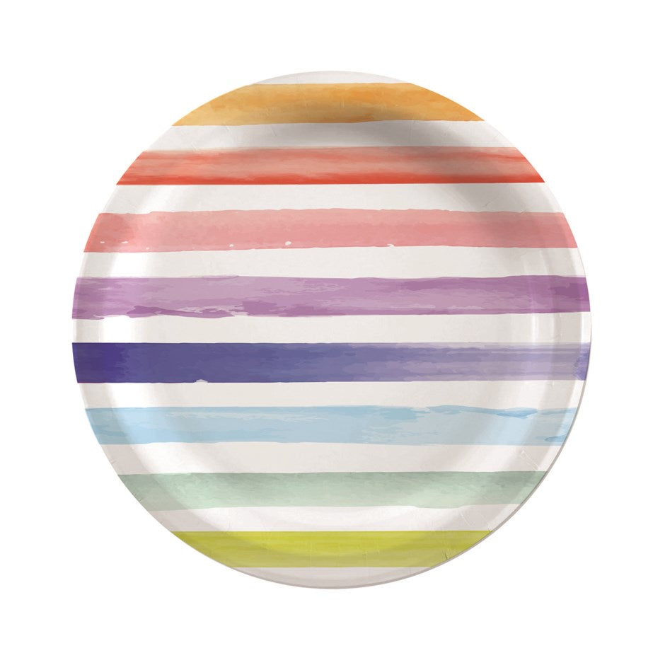 Water Colour Stripe Paper Plate