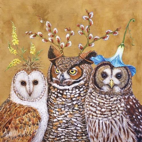 Owl Family Cocktail Napkin