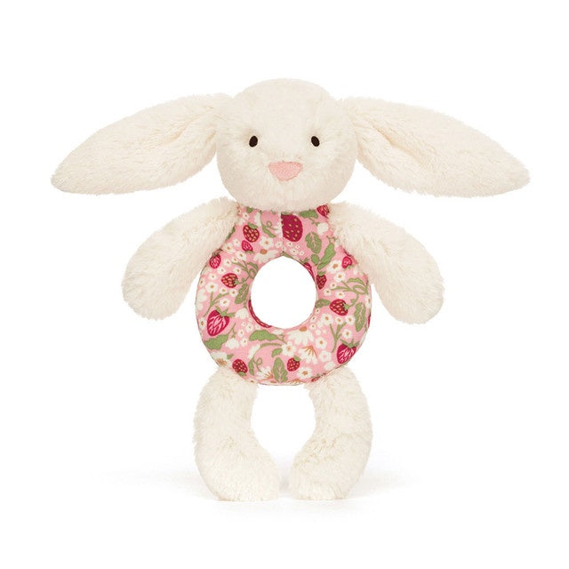 Blossom Cream bunny 'berry' Ring Rattle
