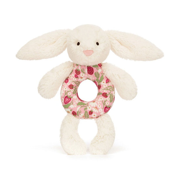 Blossom Cream bunny 'berry' Ring Rattle