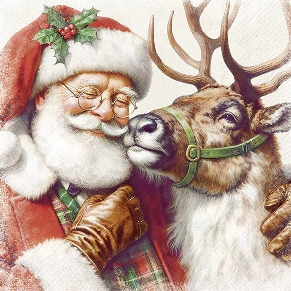 Santas Best Friend Cream Cocktail Napkin
