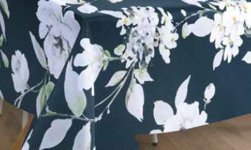 Dahlia Black Stain Resistant Tablecloth