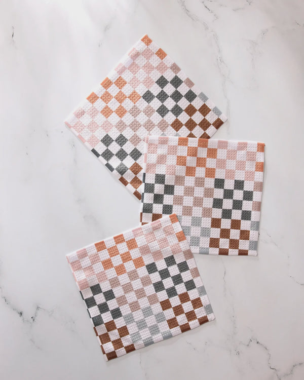 Geometry Dishcloth S/3 - Autumn Checkers