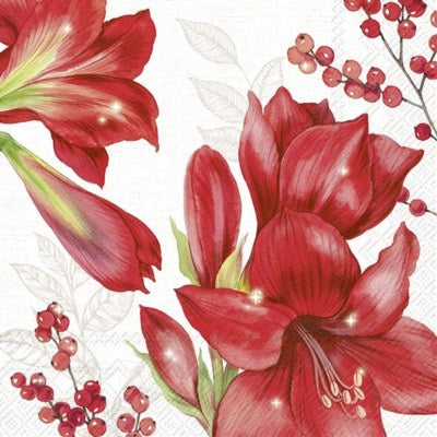 Elegant Amyryllis Cream Luncheon Napkin