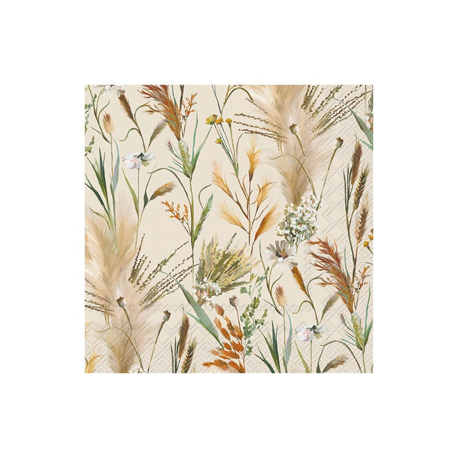 Dried Flowers Cream Cocktail Napkin