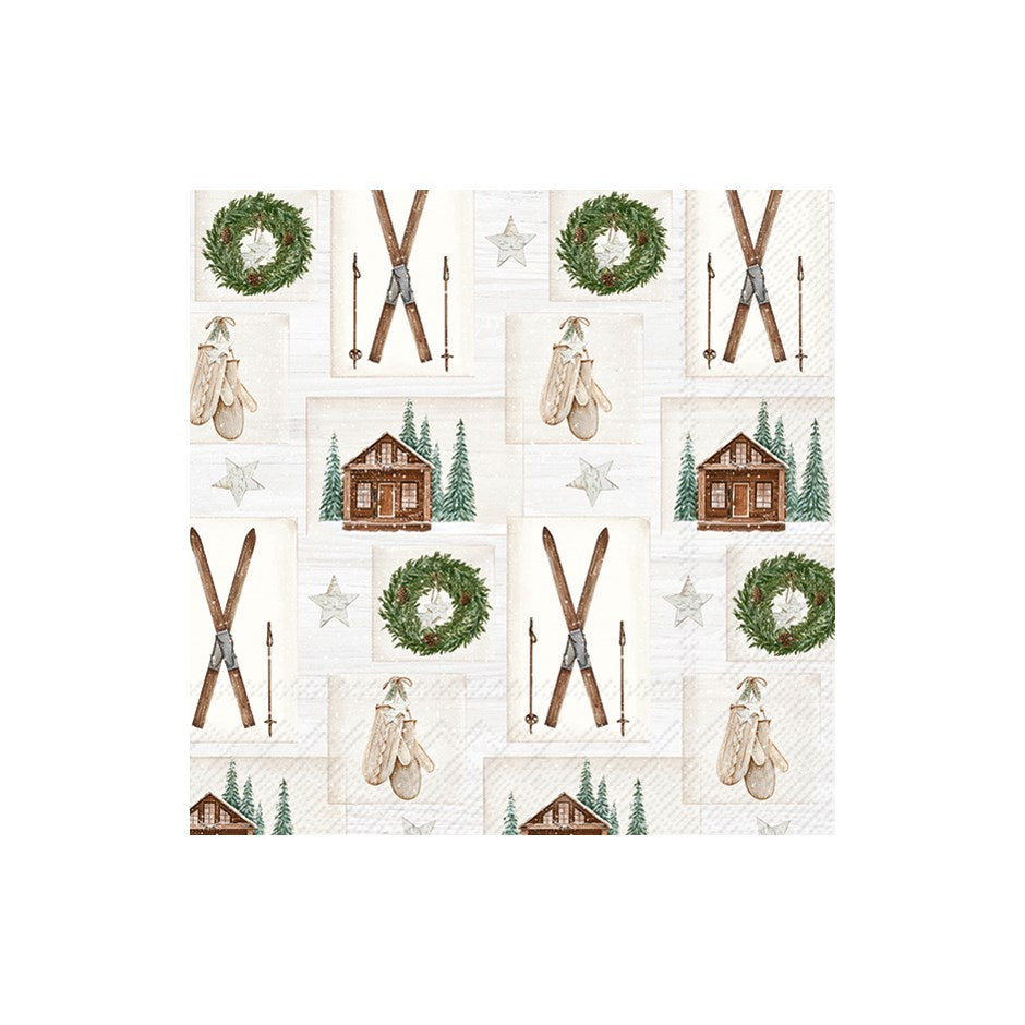 Nordic Winter Collage Luncheon Napkin