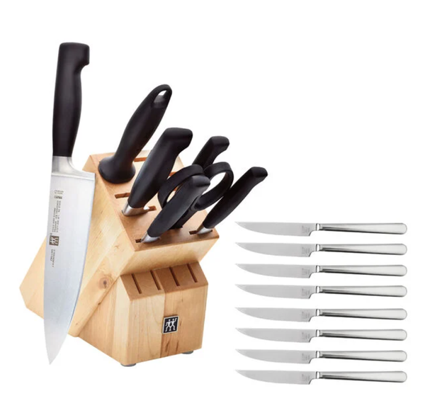 ZWILLING Four Star 8 Piece Knife Block Set w/Bonus Steak Knives