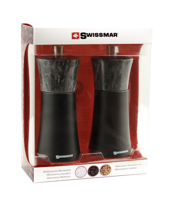 Torre Mill Set - Black Wood w/ Granite Top