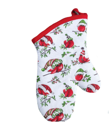 Playful Cardinal Oven Mitt
