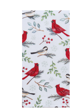Dual Purpose Winter Birds Kitchen Towel