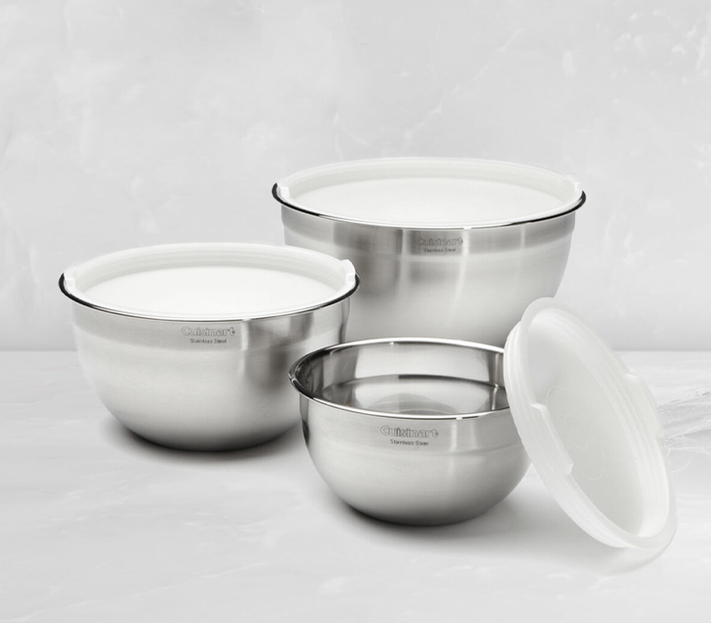 Cuisinart 3 Piece Stainless Steel Mixing Bowls w/Lids