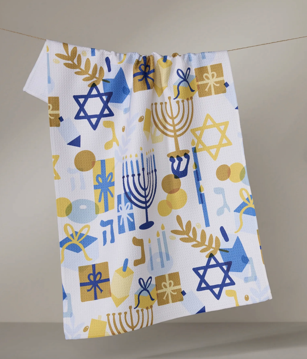 Geometry Kitchen Towel - Hanukkah Is Here