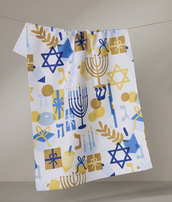 Geometry Kitchen Towel - Hanukkah Is Here