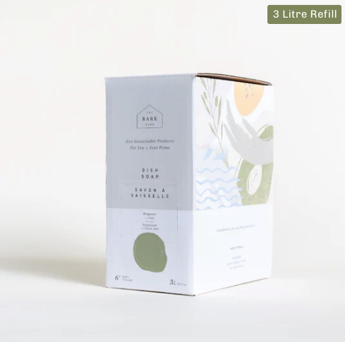 The Bare Home Dish Soap Refill 3L - Bergamot & Lime