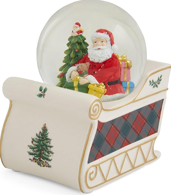 Spode Santa Sleigh Snow Globe - 7"
