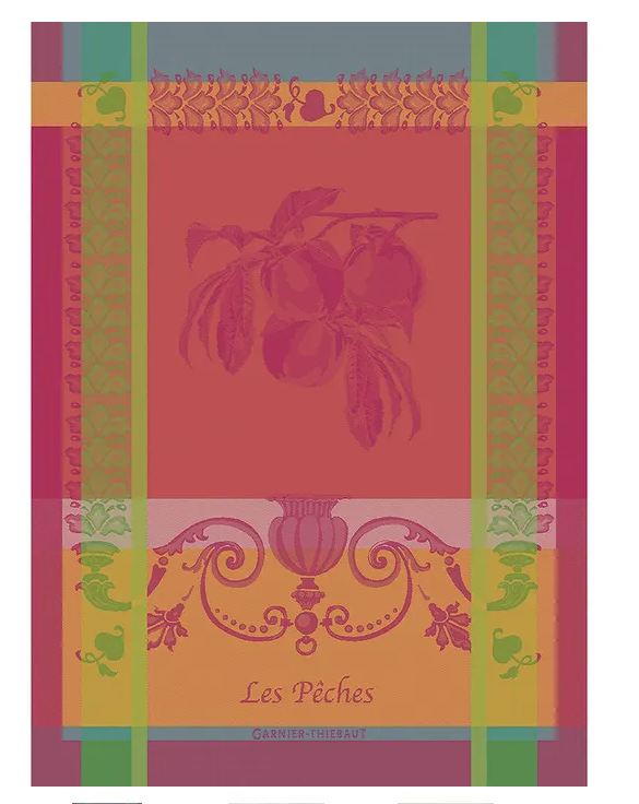 Garnier-Thiebaut French Jacquard Kitchen Towel - Les Peches Rose