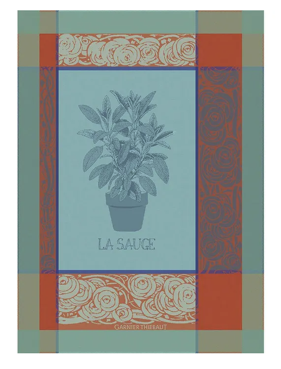 Garnier-Thiebaut French Jacquard Kitchen Towel - La Sauge Givre
