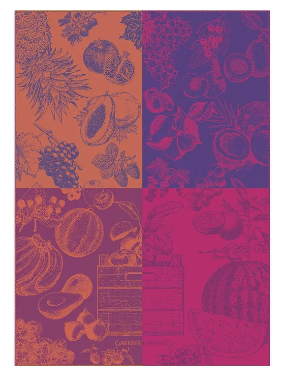 Garnier-Thiebaut French Jacquard Kitchen Towel - Les Fruits Purple