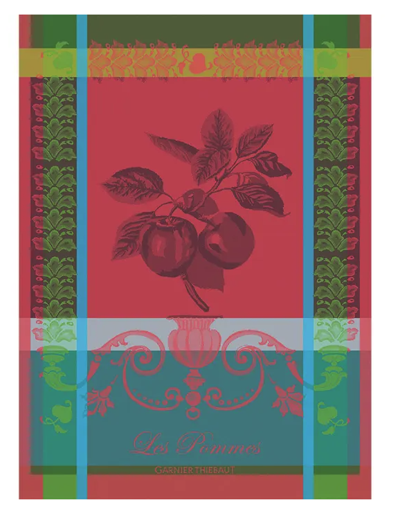 Garnier-Thiebaut French Jacquard Kitchen Towel - Les Pommes Rouge
