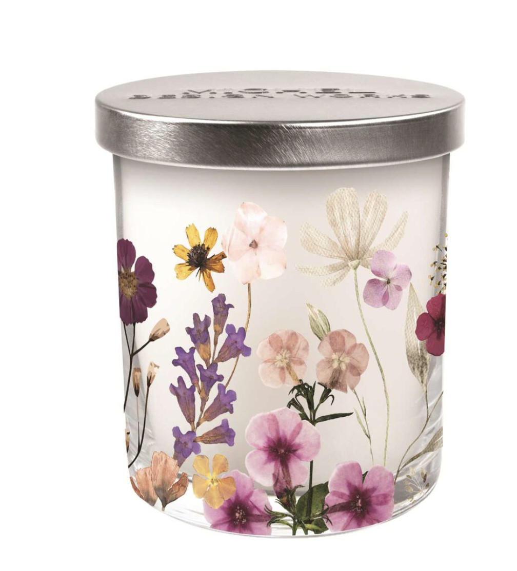 Michel Design Works Candle Jar w/Lid - Pressed Flowers
