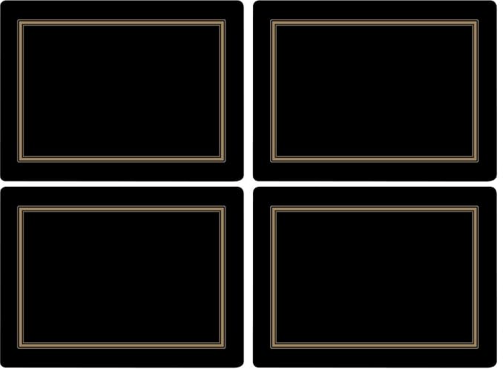 Pimpernel Cork-Backed Hardboard Placemats, Set of 4 - Classic Black