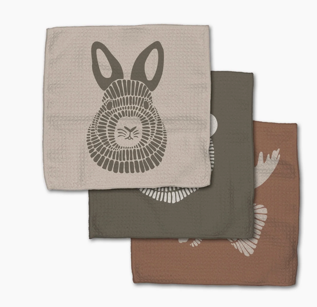 Geometry Dishcloths S/3 - Forest Animals