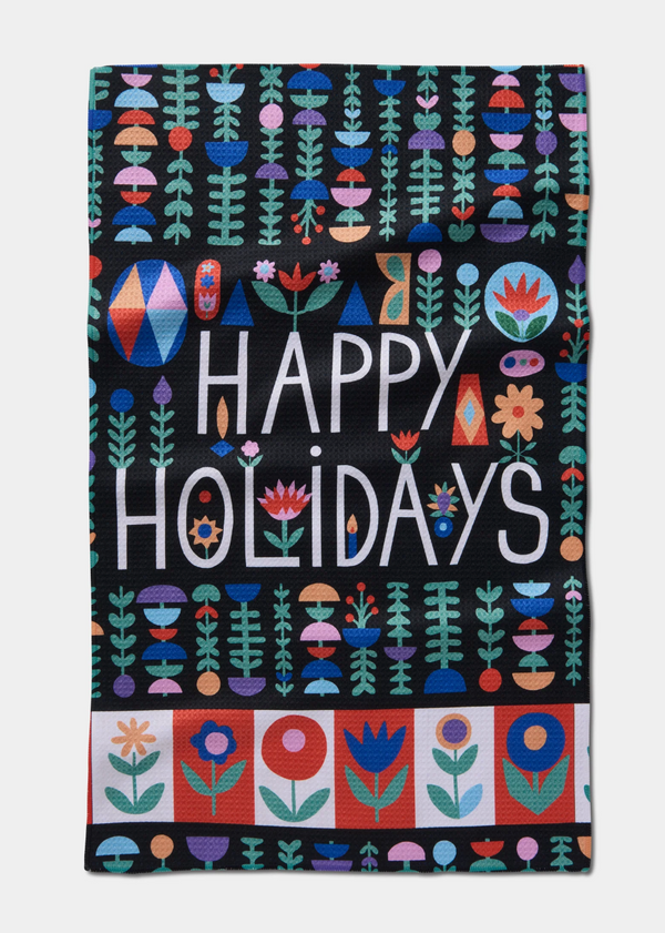 Geometry Kitchen Towel -  Happy Floral Holidays