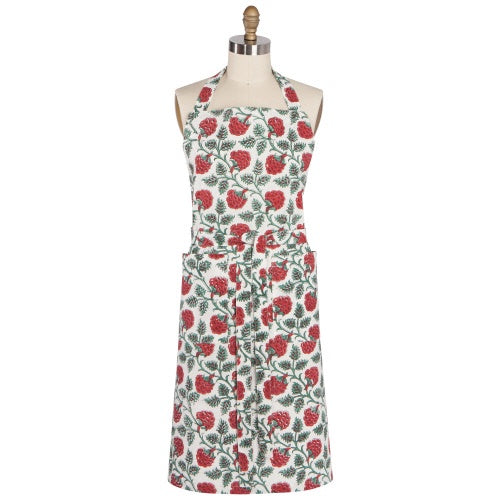 Block Print Apron - Carnation