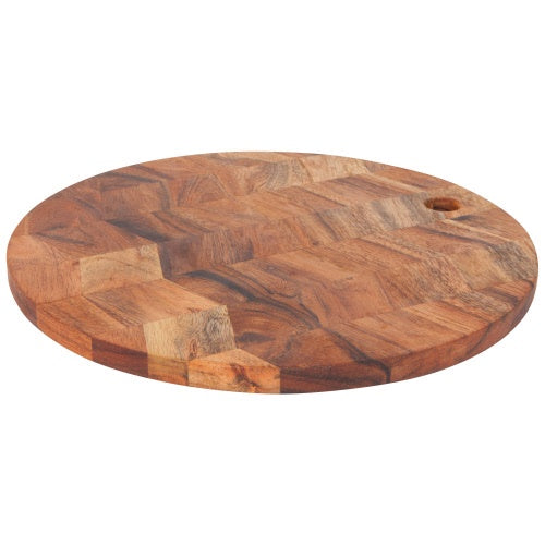 Acacia Chevron Round Serving Board