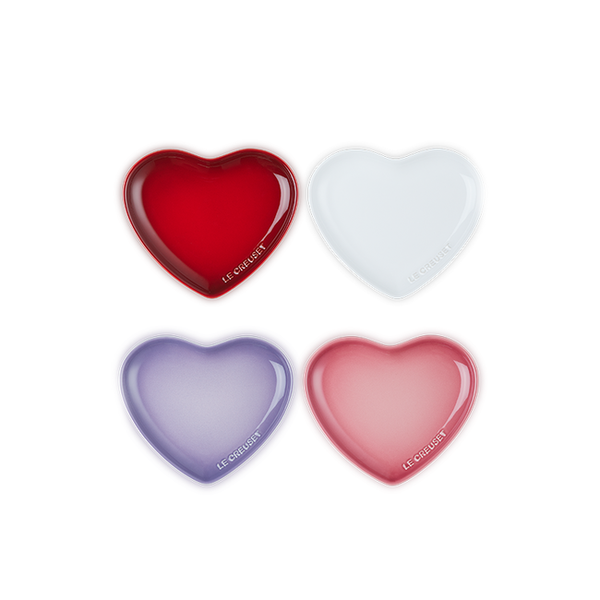 Le Creuset Stoneware Heart Plates - Set/4 Assorted Colours