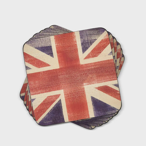 Pimpernel Cork-Backed Hardboard Coasters, Set of 6 - Union Jack