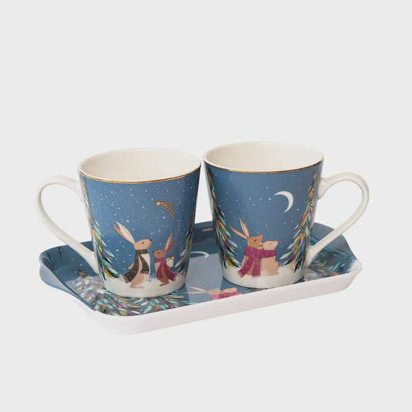 Sara Miller Mug & Tray Set - Winter Tales