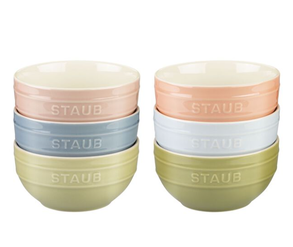 Staub Macaron Coloured Bowls S/6
