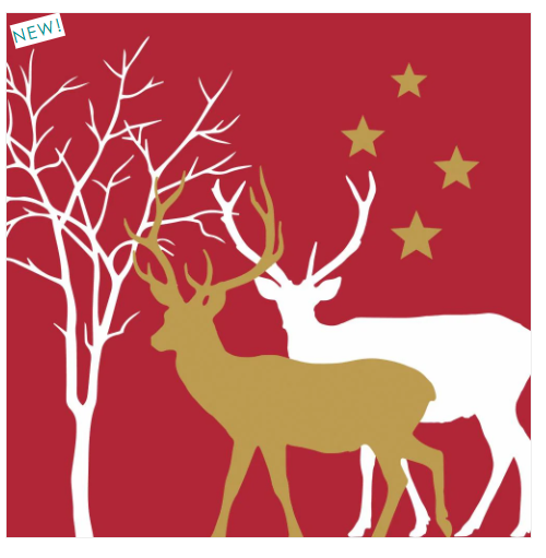 Winter Deer, Red Luncheon Napkin