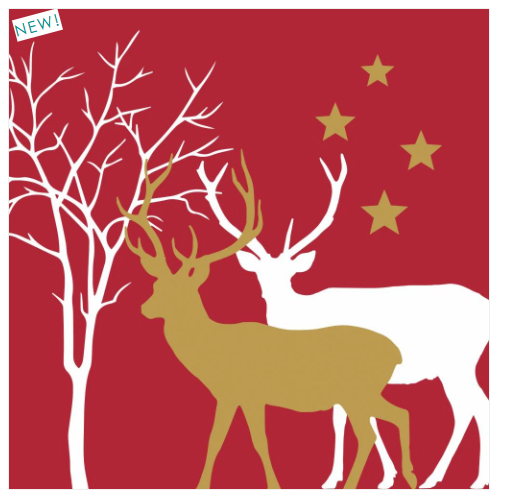 Winter Deer, Red Cocktail Napkin