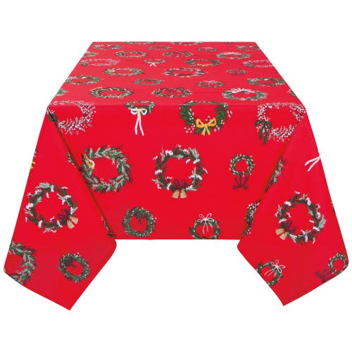 Woven Christmas Tablecloth - Wreaths