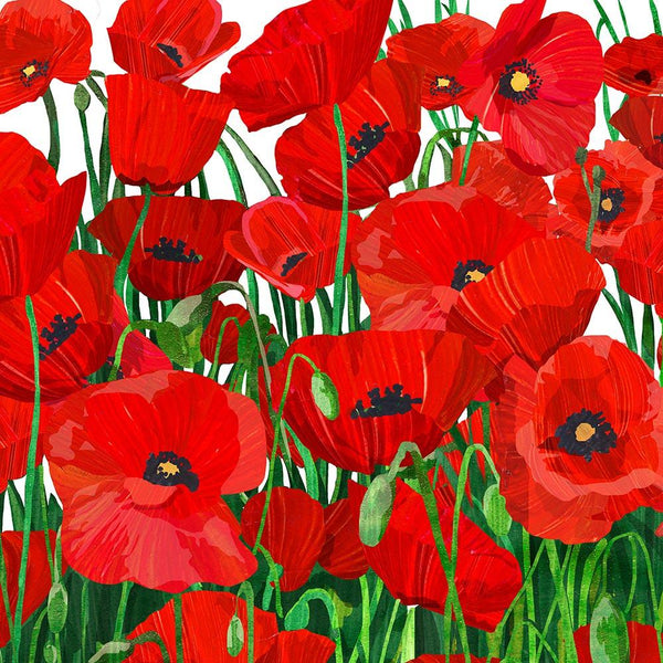 Red Poppies Cocktail Napkin