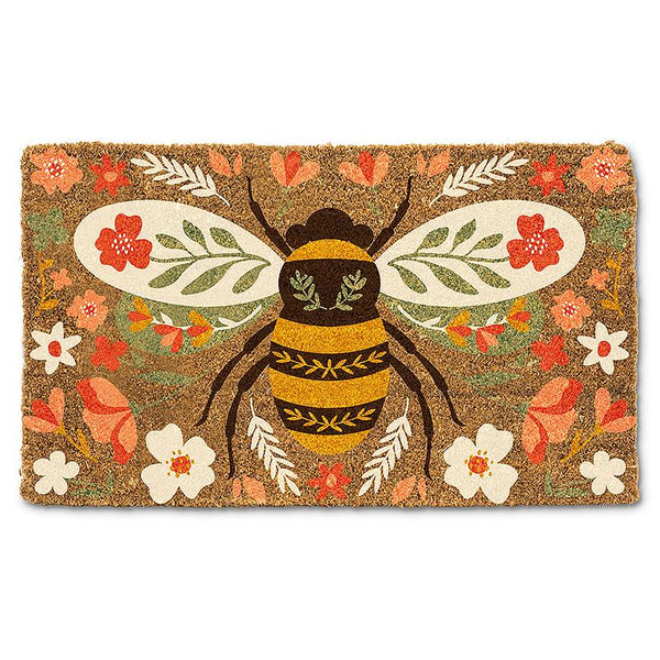 Floral Bee Doormat 18" x 30"