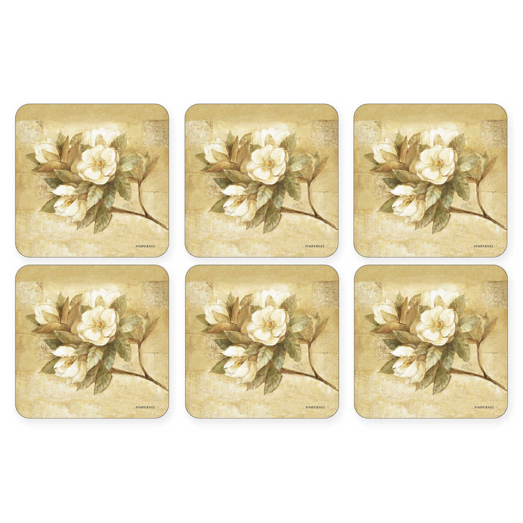 Pimpernel - Sugar Magnolia 4x4" s/6 Coasters - Britannia Kitchen & Home Calgary