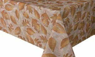 Subtle Leaves Beige Stain Resistant Tablecloth